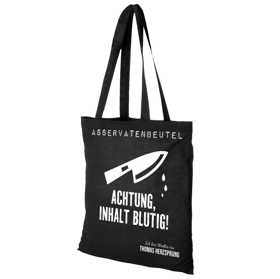 Baumwolltasche  »Asservatenbeutel – Achtung, Inhalt blutig«